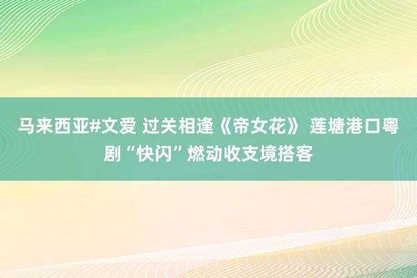 马来西亚#文爱 过关相逢《帝女花》 莲塘港口粤剧“快闪”燃动收支境搭客