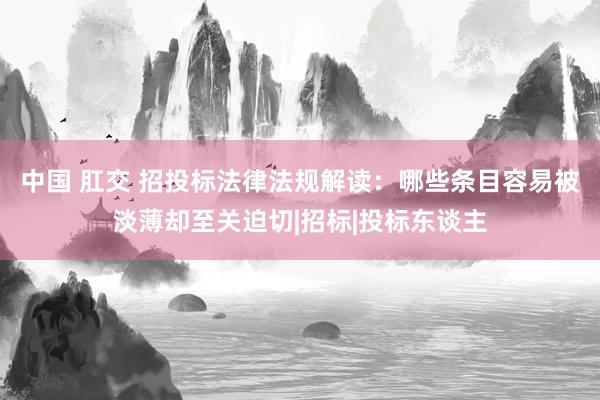 中国 肛交 招投标法律法规解读：哪些条目容易被淡薄却至关迫切|招标|投标东谈主