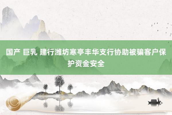 国产 巨乳 建行潍坊寒亭丰华支行协助被骗客户保护资金安全
