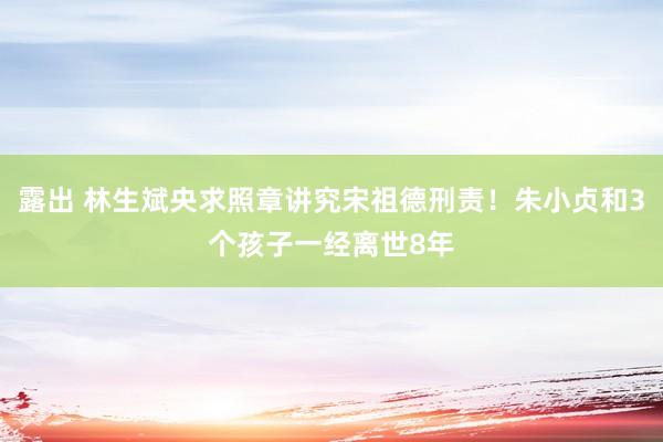 露出 林生斌央求照章讲究宋祖德刑责！朱小贞和3个孩子一经离世8年